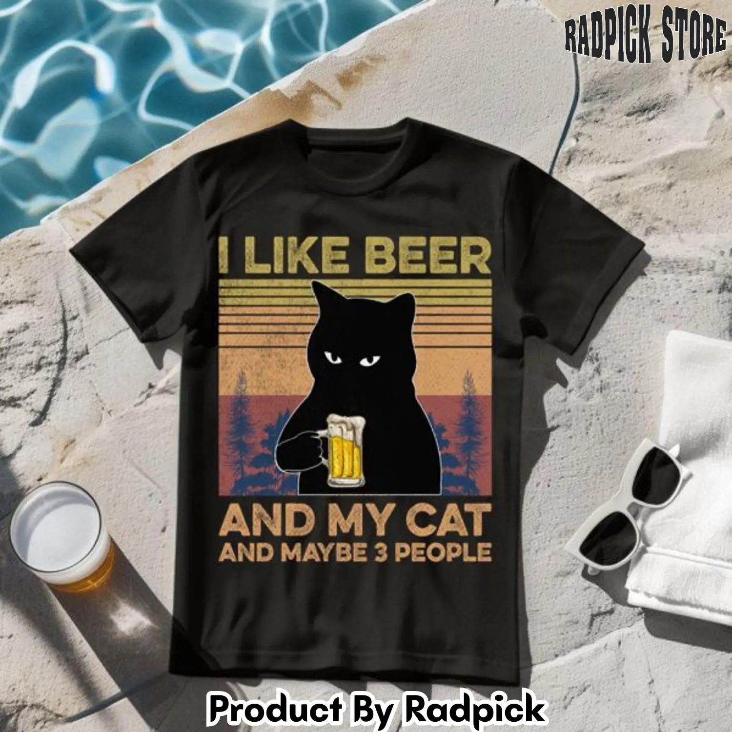 I like beer my cat and maybe 3 people tshirt rp2618582